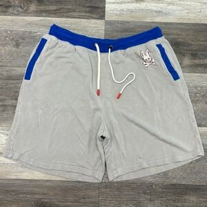 Psycho Bunny Shorts Skull Logo Gray Mens L Rayon Pull On Athletic‎ SweatShorts
